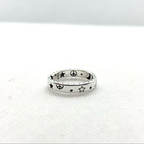Open Moon, Emoji, Lightning, and Stars Silver Plated Band Ring - Picture 3 of 8